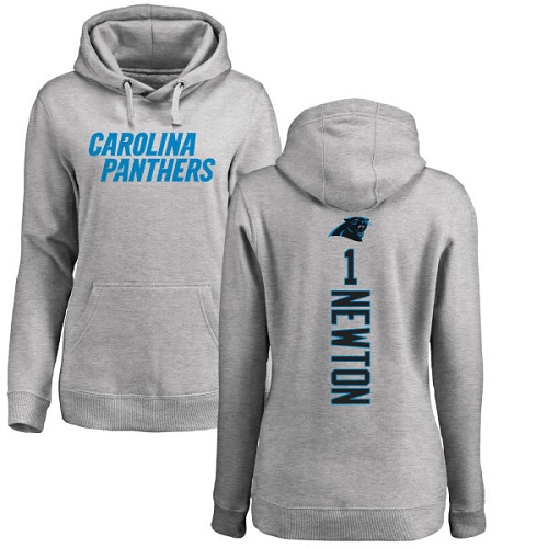 Carolina Panthers Ash Women Cam Newton Backer NFL Football 1 Pullover Hoodie Sweatshirts